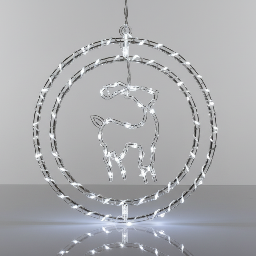Argola Dupla C/ Figura Rena 80 LEDs Branco - Global