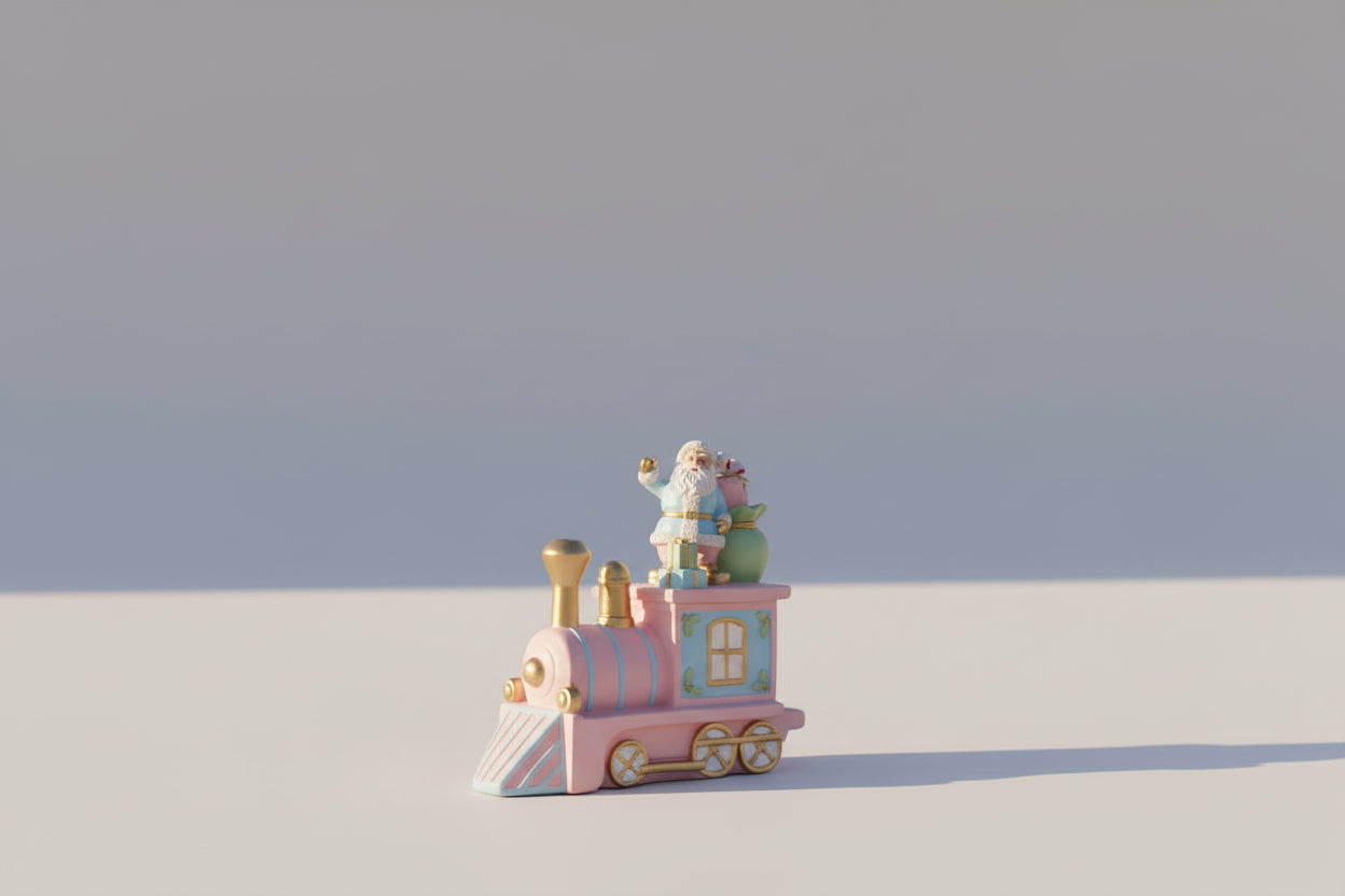 Enfeite Natalino Trem Rosa Resina C/Led  19X9cm Florarte  59206003