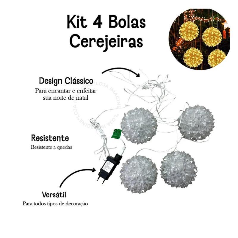 Conjunto 4 Bolas Flor Cerejeiro 200 Leds Warm - Global