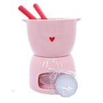 Conjunto Fondue De Porcelana Hauskraft Lamour Rosa 5 Pecas