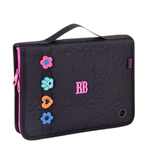 Estojo Fichário Preto 96 Pens Flower Power RB26233