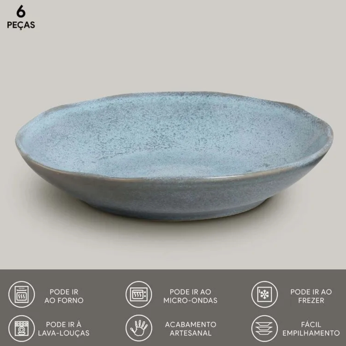 Conjunto de 6 Pratos Fundo Bio Breeze -Porto Brasil