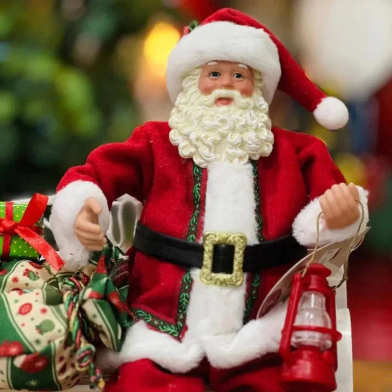 Papai Noel Com Presente Sentado No Banco 28Cm - Magizi - Loja Do Thor