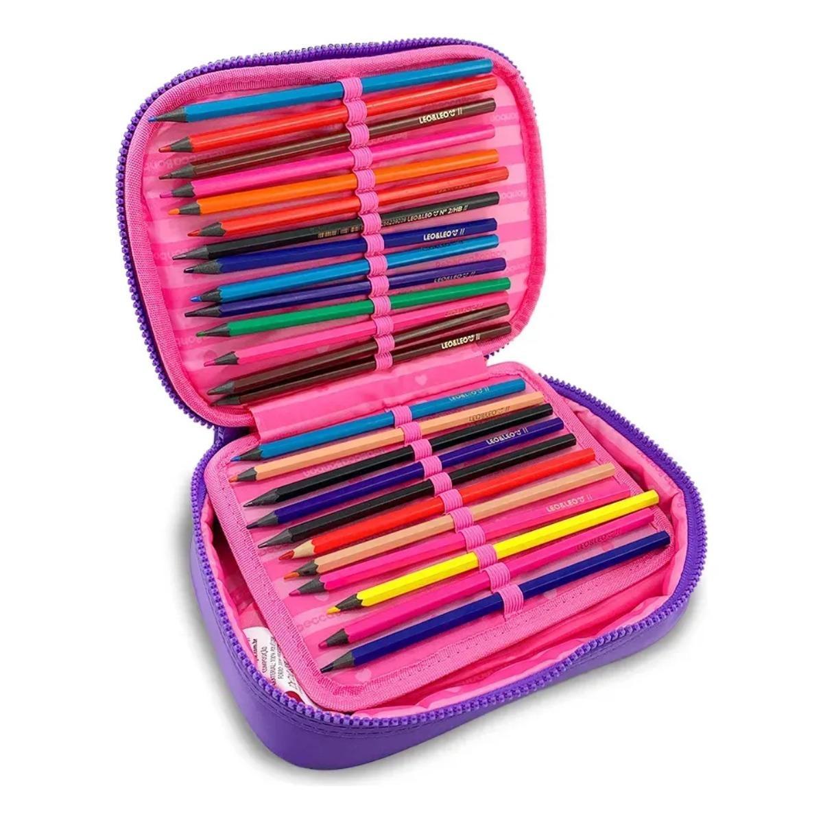Estojo Escolar Box Rebecca Bonbon Holografica Roxo Rb27019