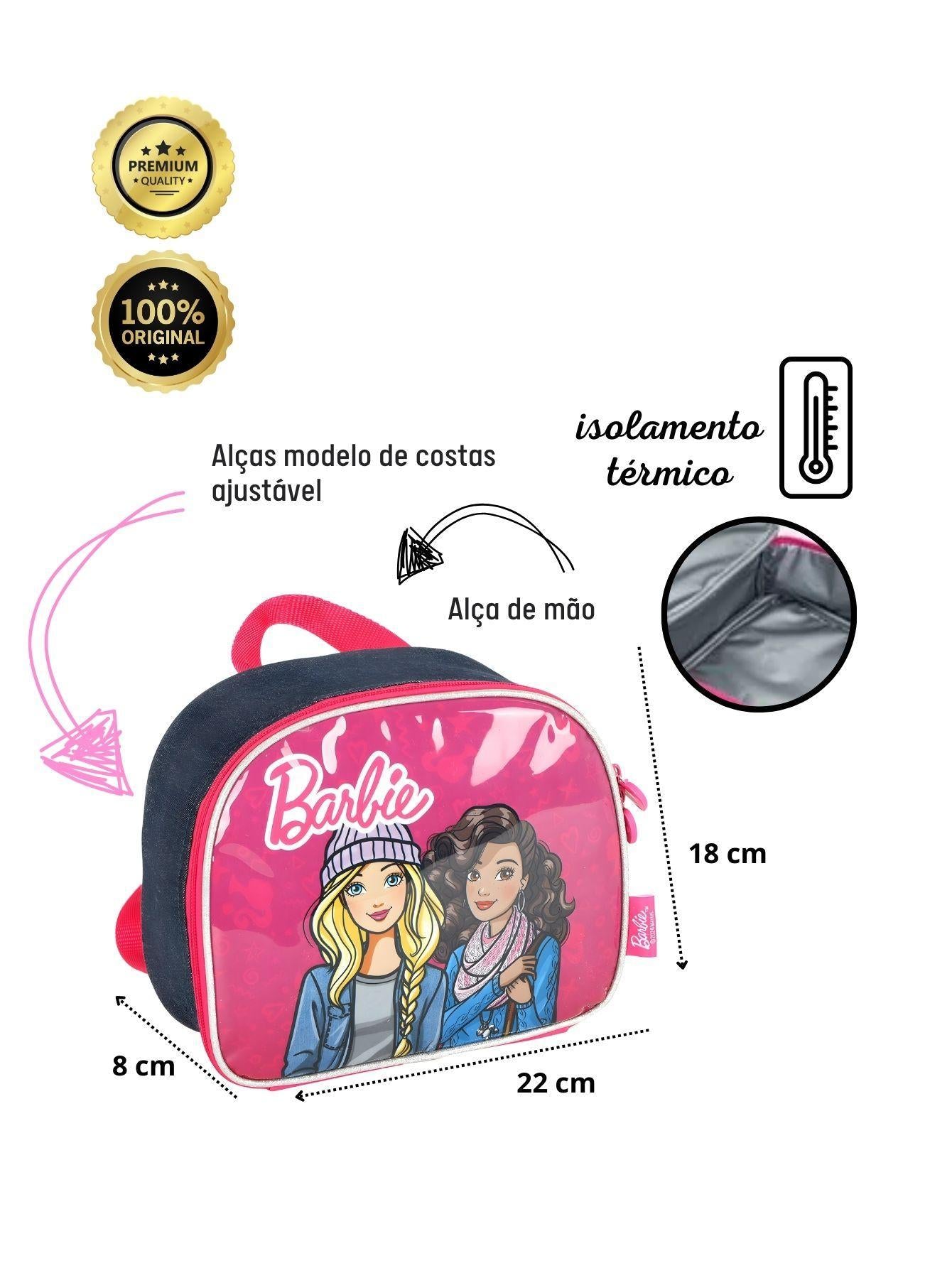 Lancheira Escolar Termica Luxo Barbie - Azul