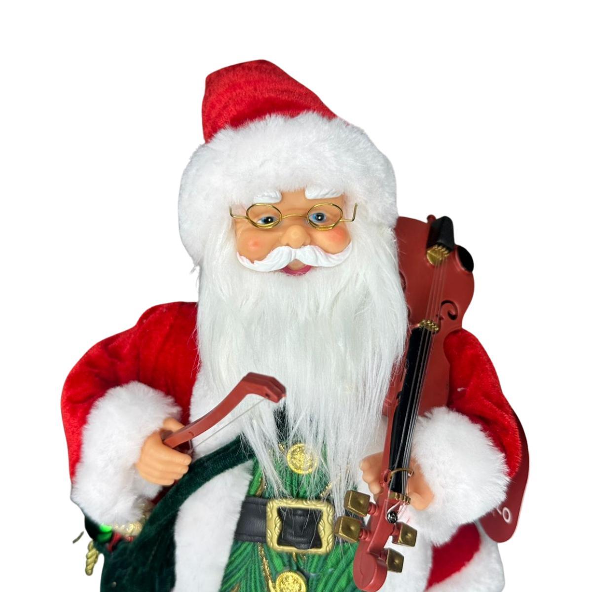 Papai Noel Com Violino Som E Movimento Pilha 32Cm