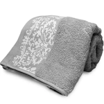 Jogo de Toalhas Corttex Jacquard Medalhão Cinza Banho e Rosto