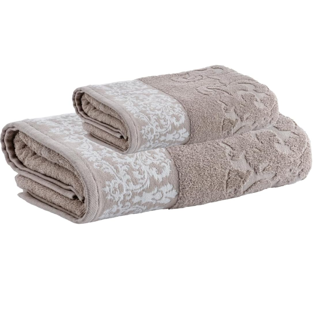 Jogo de Toalhas Banho e Rosto Jacquard Medalhão Bege Corttex