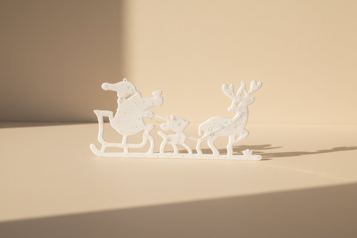 Enfeite De Parede Papai Noel Rena Com Trenó Bivolt C/Led