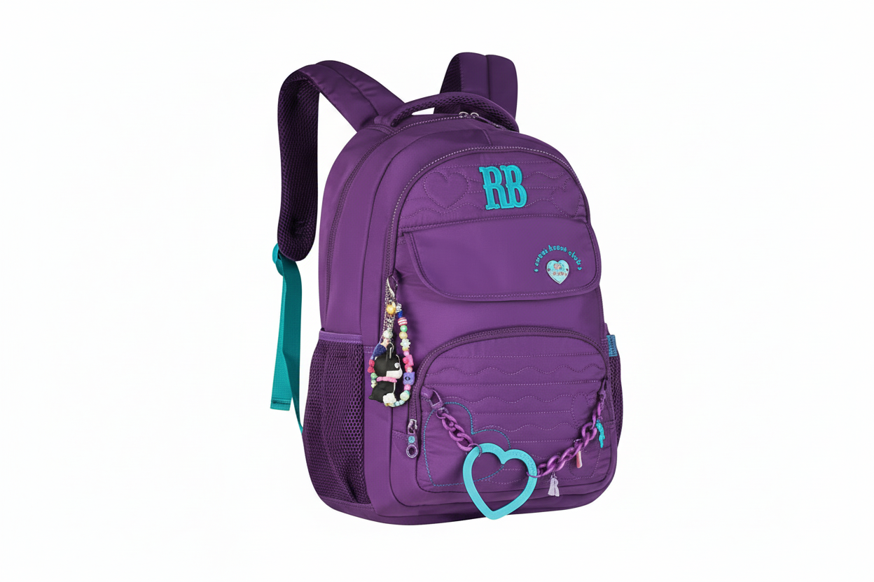 Mochila de Costas Heart Beats Roxo 17,5 RB27015