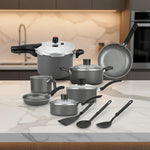 Jogo De Panelas Enjoy Com Panela de Pressão 10pçs Cinza - Loja Do Thor