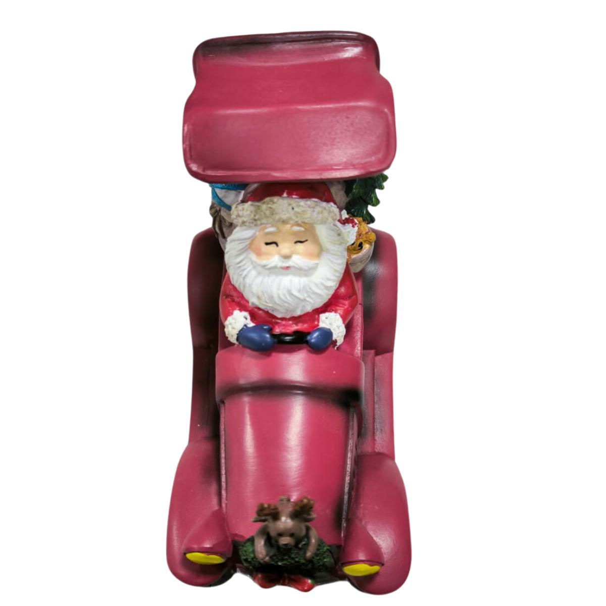 Enfeite Carro Papai Noel Resina Vermelho Grillo