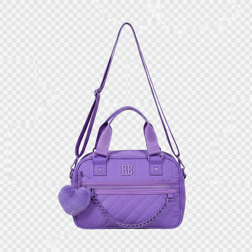 Bolsa Baú Lilás Feminina Rebecca Bonbon Transversal Corrente