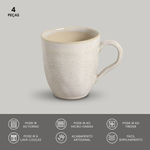 Conjunto com 4 Canecas Orgânico Latte 273ml - Porto Brasil
