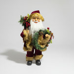 Papai Noel Em Pé Com Casaco Veludo Vinho 40Cm 30344