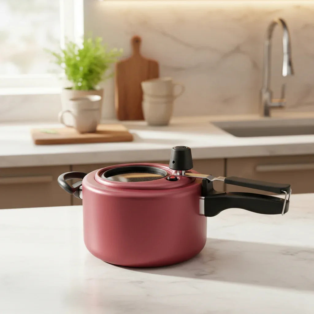 Panela De Pressao Antiaderente C/ Visor De Vidro 3,0L Cereja 6025 - Loja Do Thor