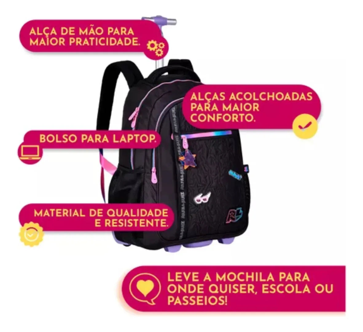 Mochila Escolar Rodinha Rafa E Luiz RL24018 - Loja Do Thor