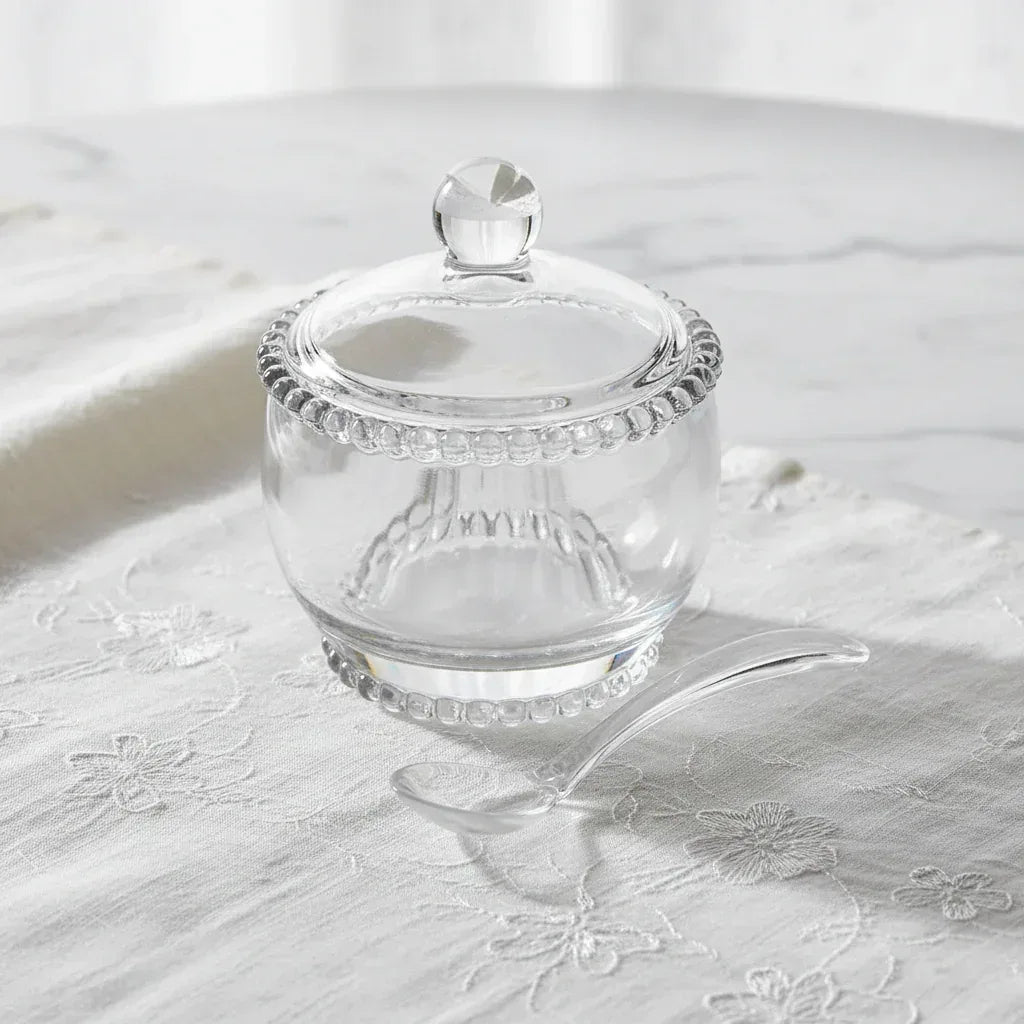 Açucareiro Cristal De Chumbo C/Colher Pearl 10X10x11cm - Loja Do Thor