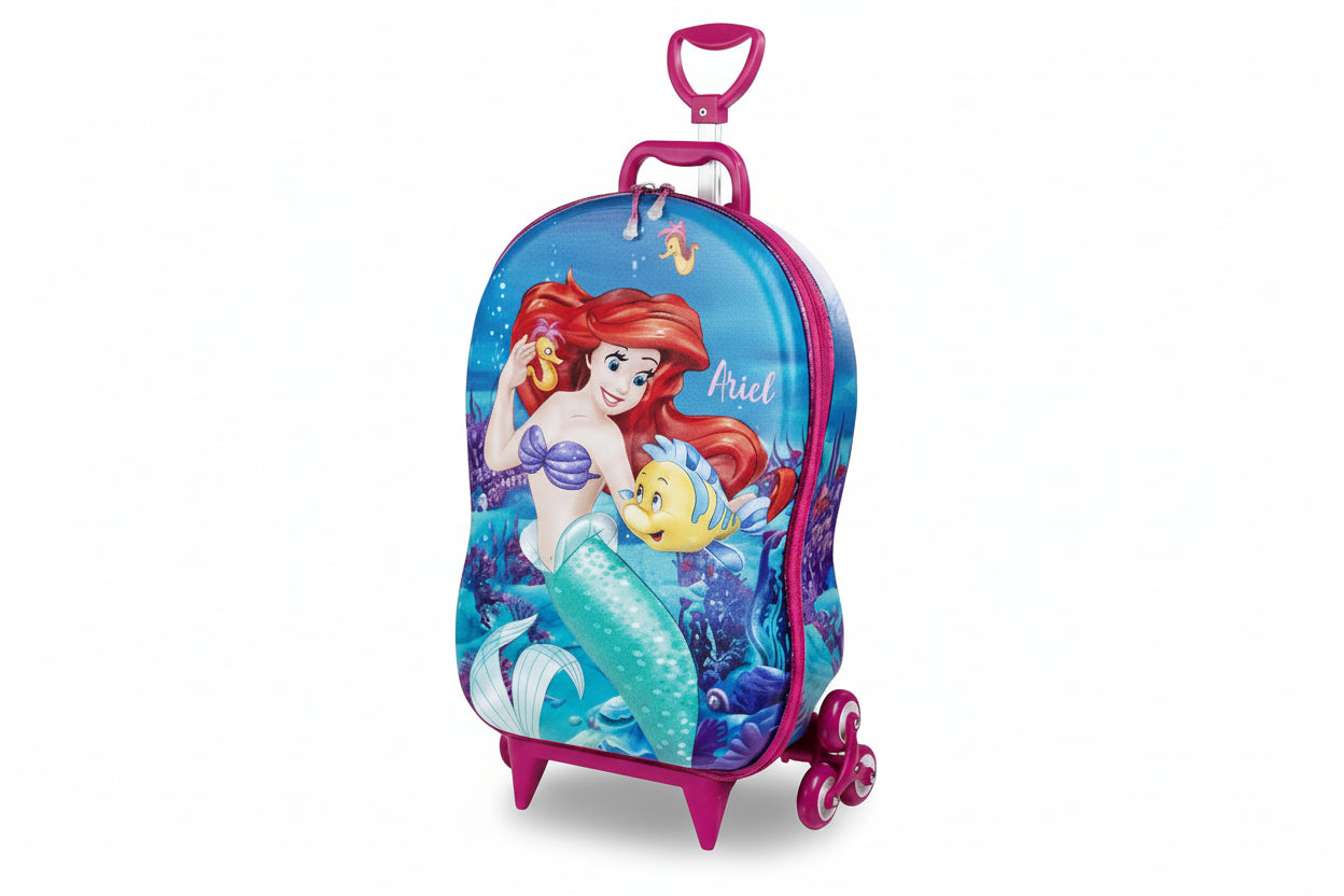 Mochila De Rodinhas Princesa Pequena Sereia Maxtoy