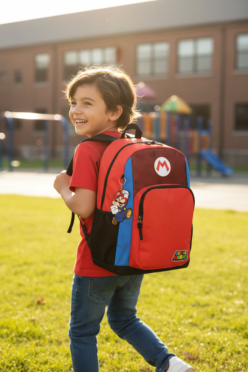Mochila De Costas Vermelho Super Mario Luxcel