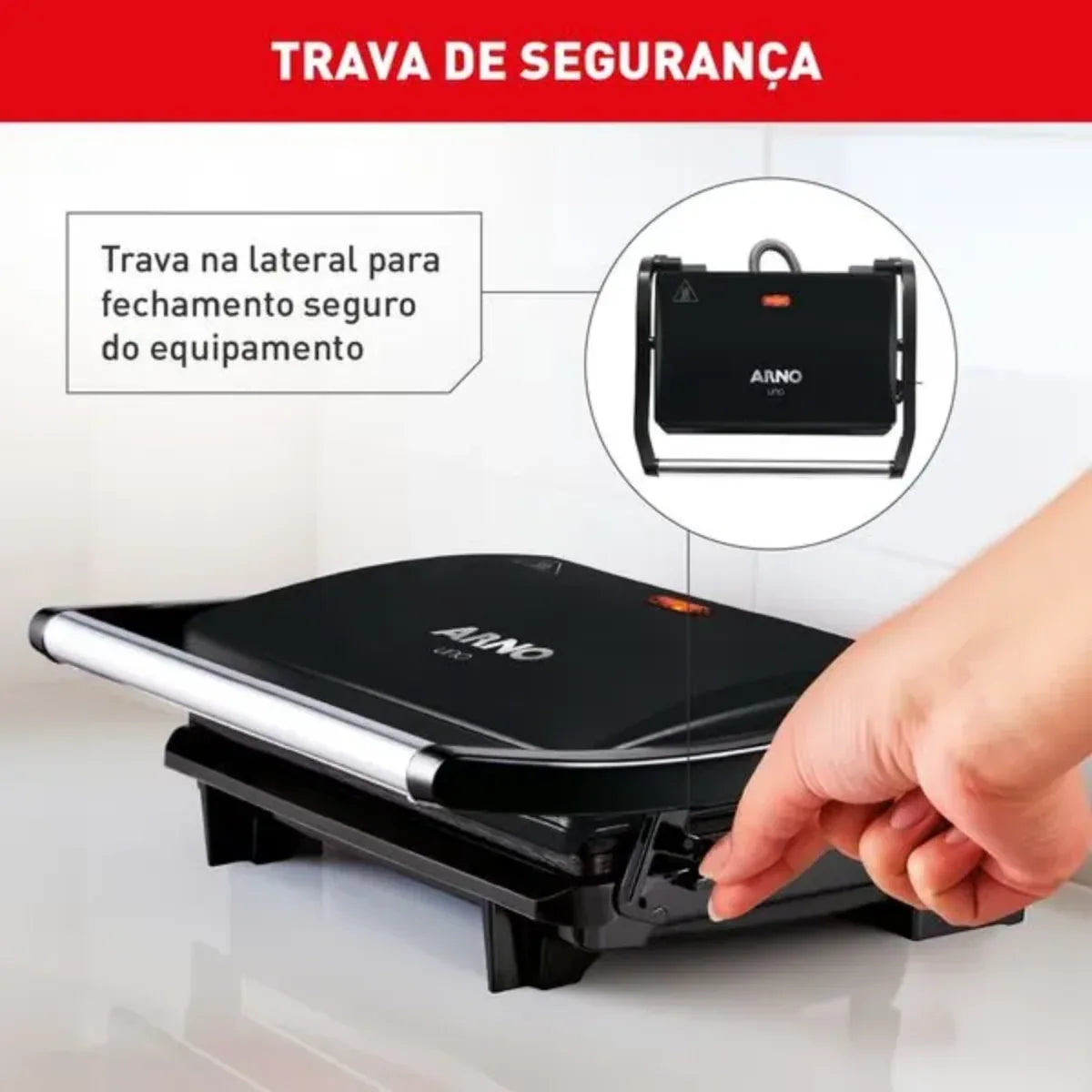 Grill Panini 220V Preto Arno Compacto SW3318B3 - Loja Do Thor