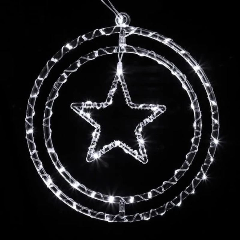 Argola Dupla C/ Figura Estrela 80 LEDs Branco - Global