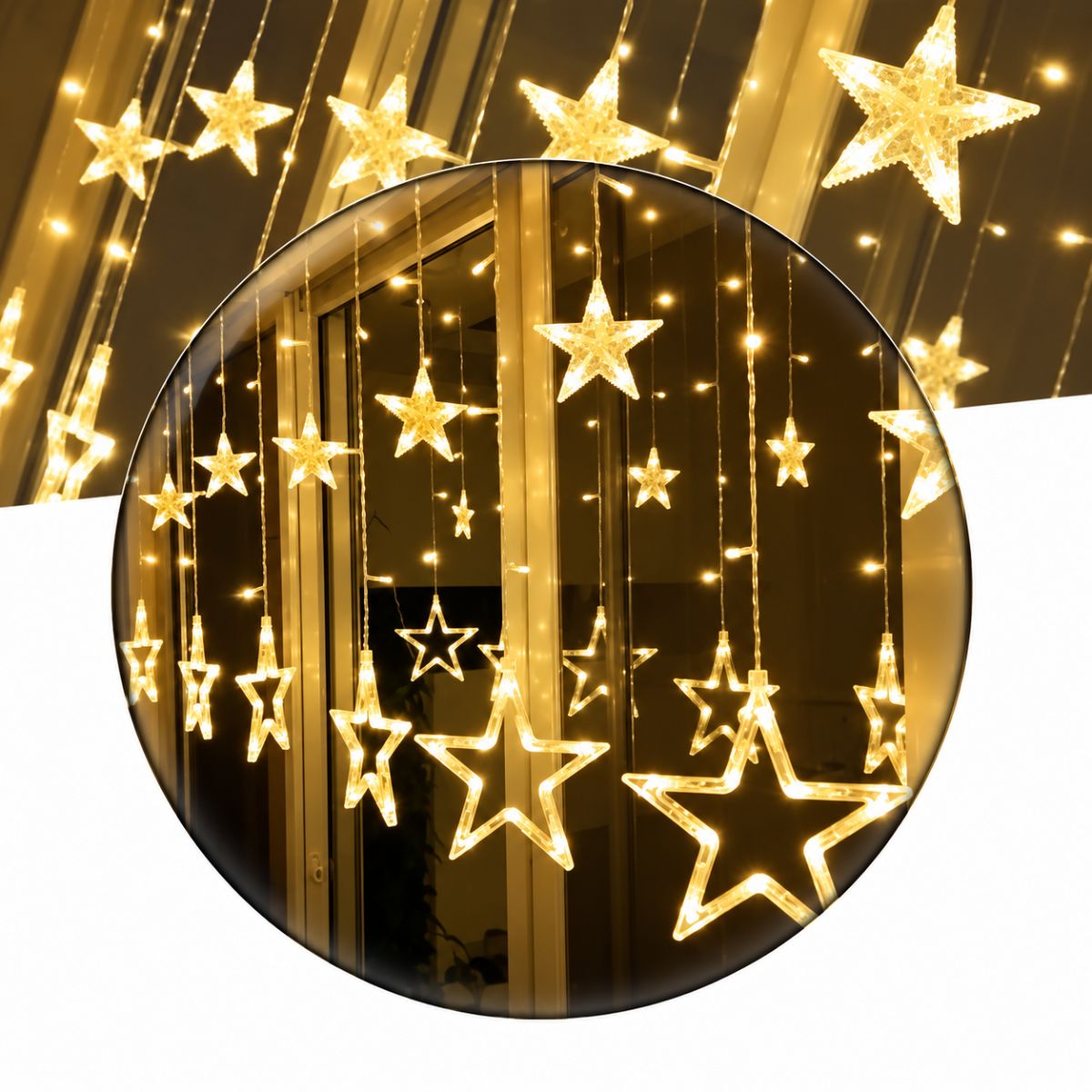 Cascata 138 Leds Estrela 127V Branco Quente -Grillo