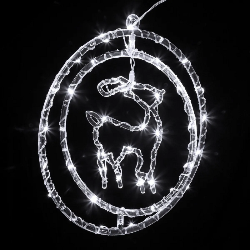 Argola Dupla C/ Figura Rena 80 LEDs Branco - Global