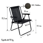 Kit 2 Cadeiras De Praia Alta Aço Preta Mor 2059 Preto
