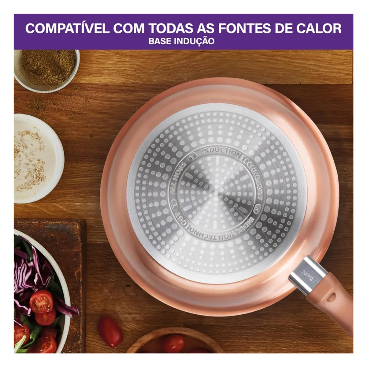 Jogo De Panelas 5 PCS Rochedo Ceramic Rose Gold C464S984 - Loja Do Thor