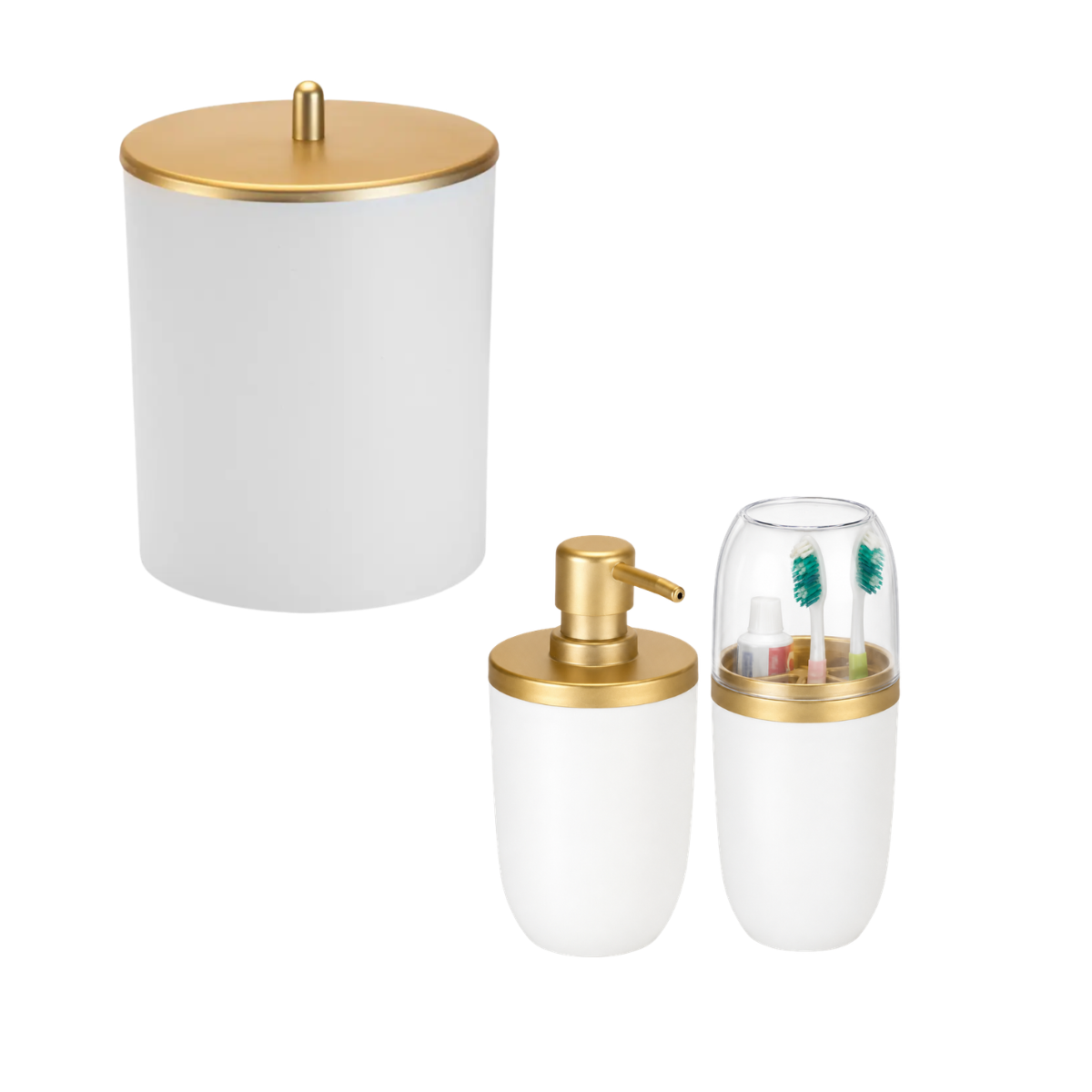 Kit Lixeira Porta Escova e Porta Sabonete Liquido - Arthi