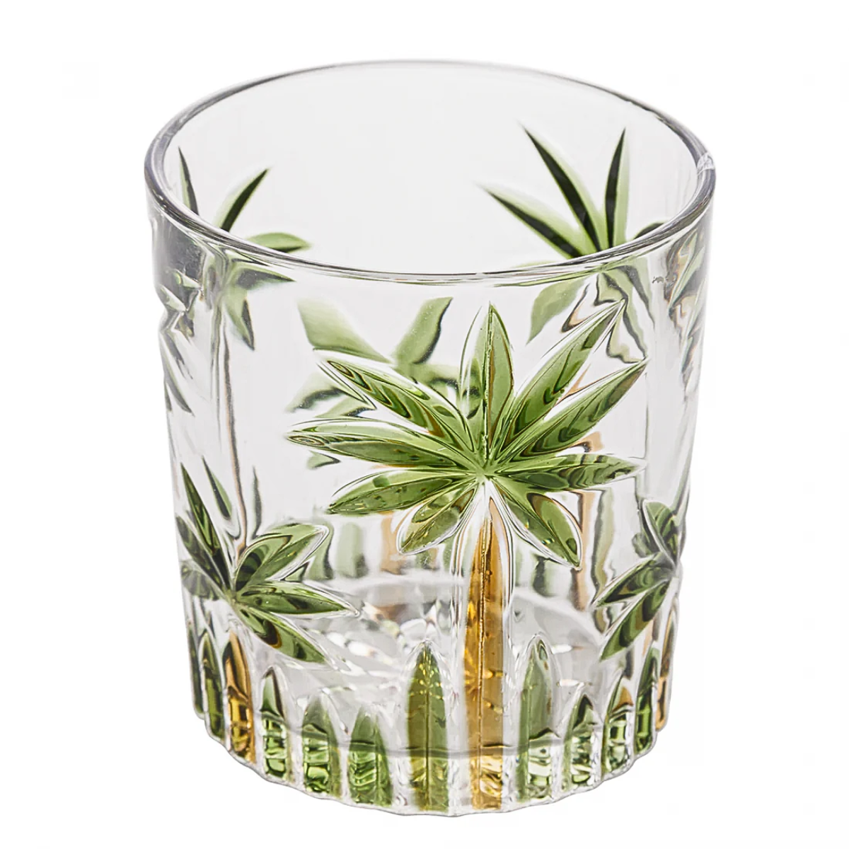 Copo Baixo Palm Tree Handpaint 340ML Cristal Ecologico