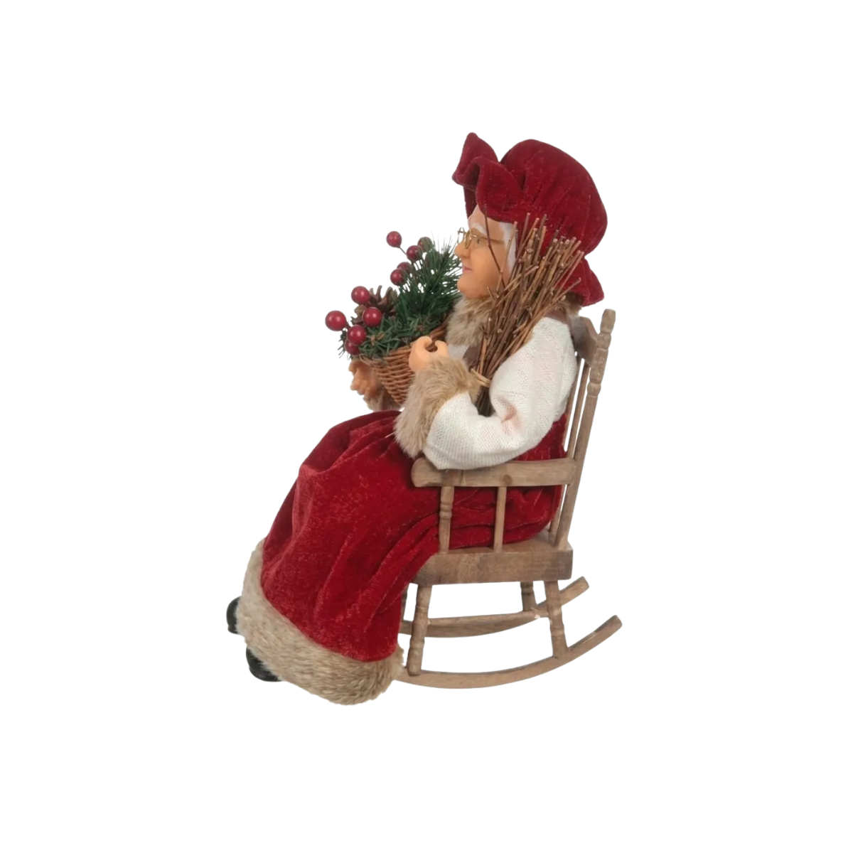 Enfeite Mamãe Noel Sentada 40cm Decoração Som E Movimento -Florarte