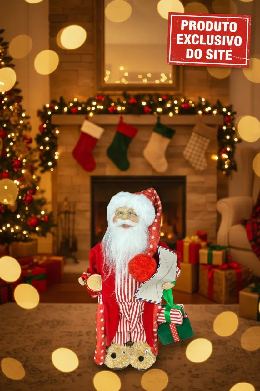 Papai Noel de Pijama Vermelho 30cm - Florarte - Loja Do Thor