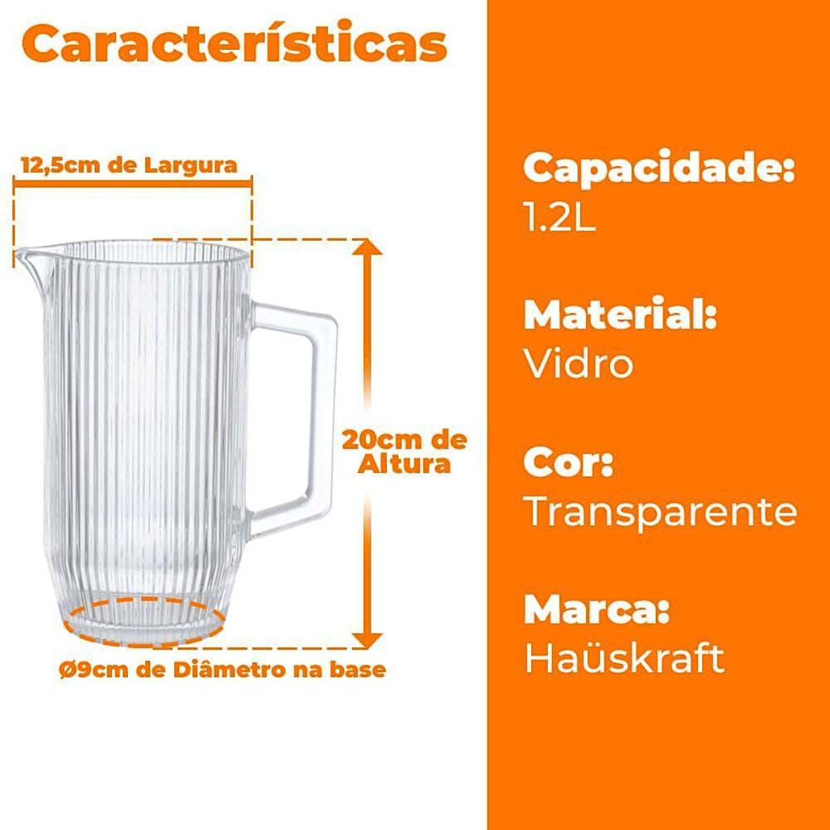 Jarra De Vidro 1,2L - Hauskraft JARR030/TR