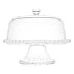 PRATO P/BOLO CRISTAL DE CHUMBO C/PE E TAMPA PEARL 31x25cm