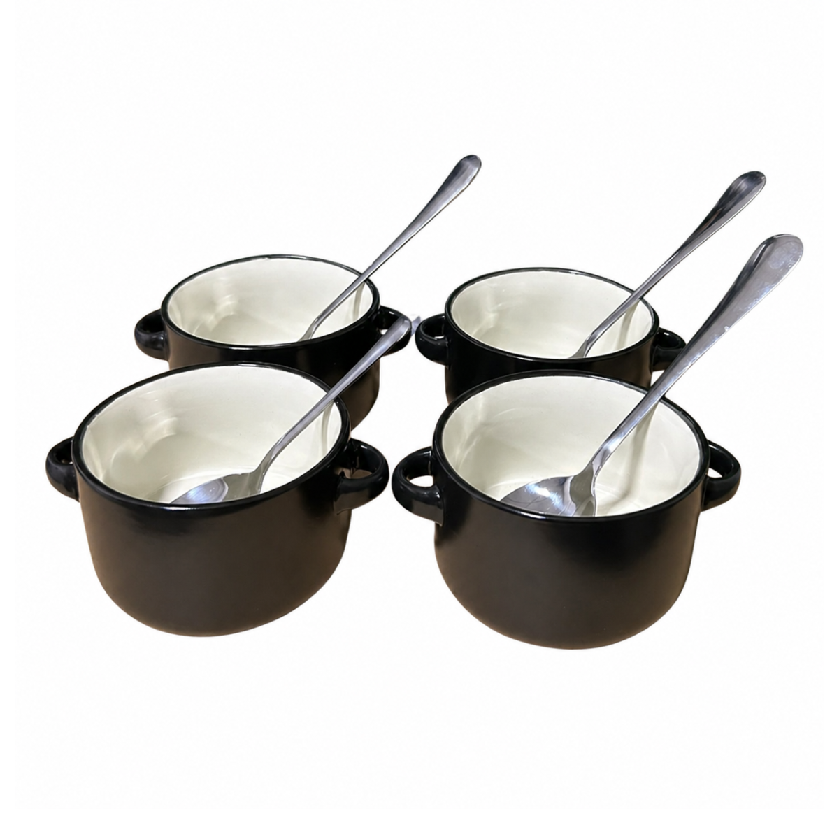 Kit 4 Cocottes 310ml + 4 Colheres de Inox 20,5cm – Wellmix