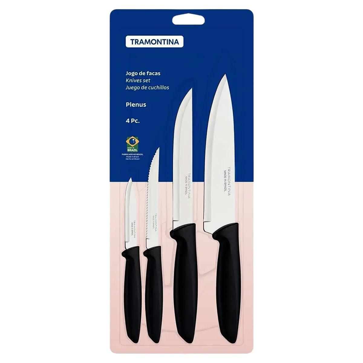 Jogo De Facas Tramontina Plenus C/Lâminas Aço Inox 4 Peças - Loja Do Thor