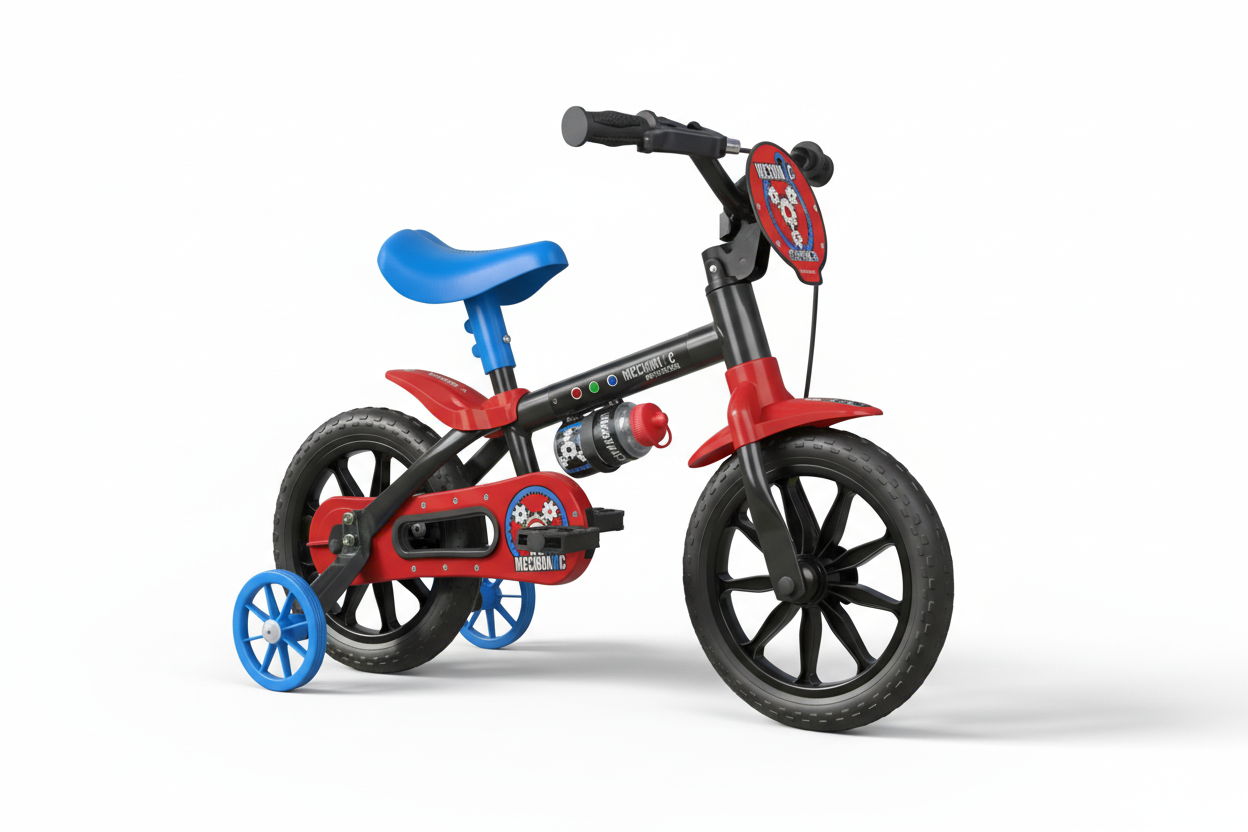 Bicicleta Infantil Aro 12 com Rodinhas Menino Mechanic - Nathor - Loja Do Thor