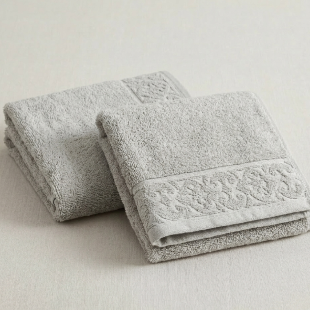 Toalha de Rosto Corttex Super Soft Arabesco Zero Twist Cinza 50x70cm