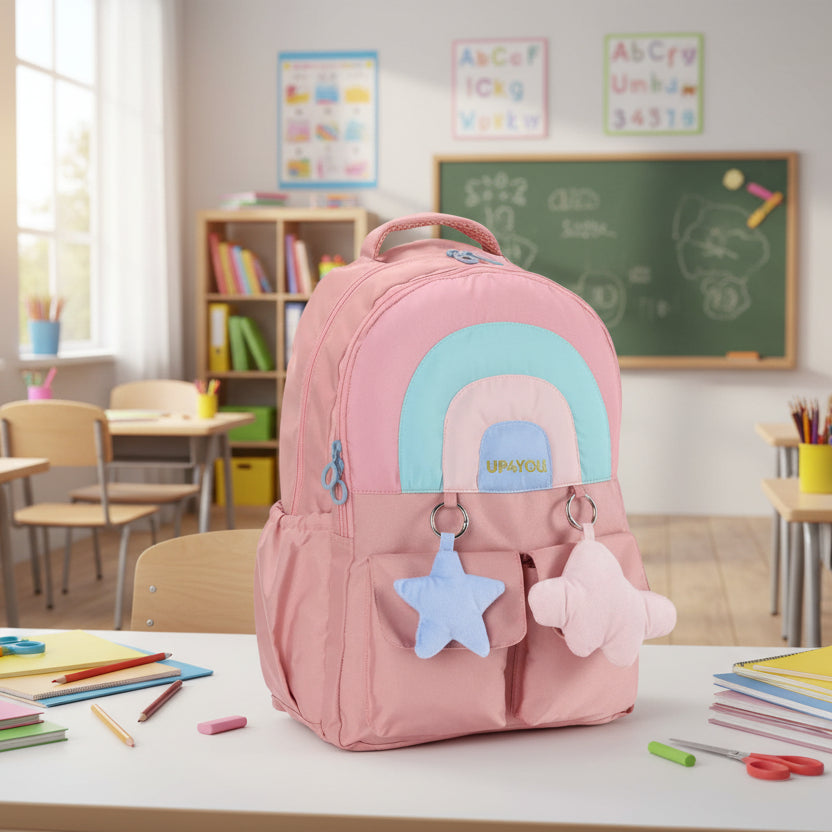 Mochila Infantil Up4You Arco-Ris Rosa 17L