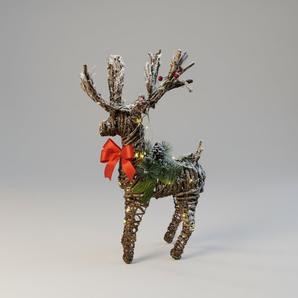 Rena Natural Decorativa De Natal Com Luz 42CM NTD24002