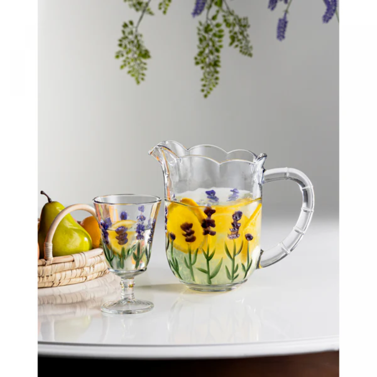 Taça De Água Lavanda Hand Painting 240ML Cristal Ecologico