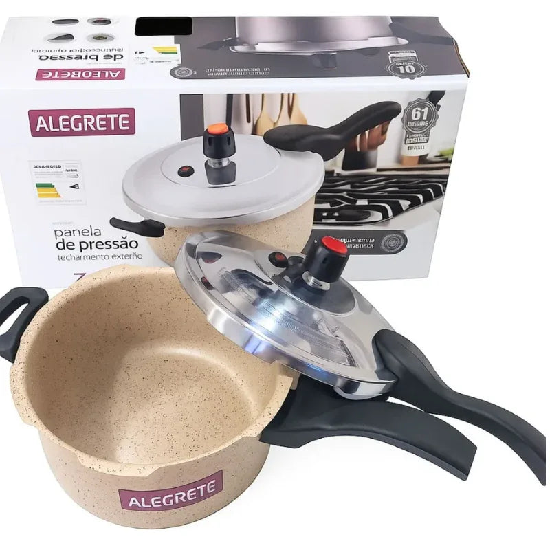 Panela De Pressão Antiaderente 3L Fechamento Externo Bege - Loja Do Thor