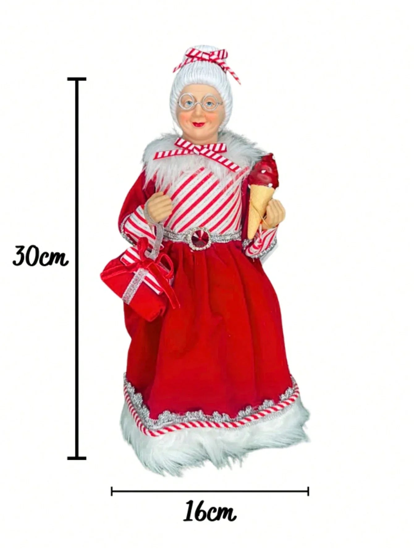 Mamãe Noel Em Pé Vermelho 30cm - Florarte - Loja Do Thor
