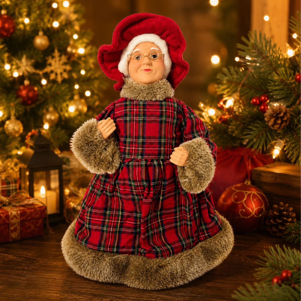 Mamãe Noel Xadrez Vermelho 30 cm - Grillo 65570-009