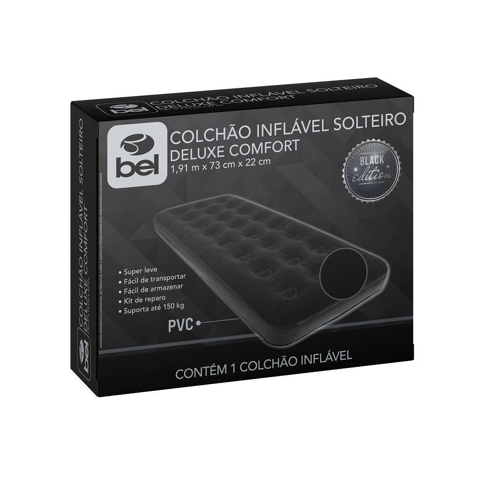 Colchao Inflavel Solteiro Deluxe Confort Preto 1,91M X 73Cm
