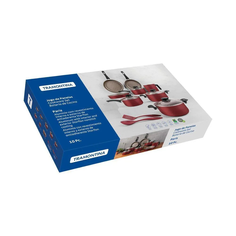 Jogo De Panelas 10 PCS Paris Vermelho Tramontina 28599727 - Loja Do Thor