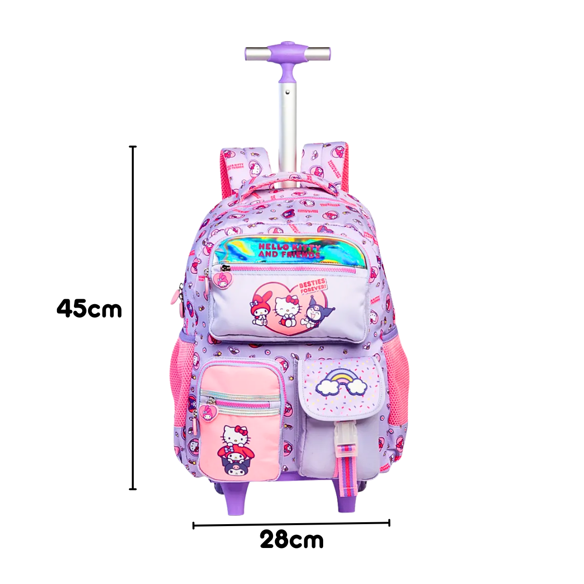 Kit Mala com Rodas e Estojo 17 T Alcas Hello Kitty 15430