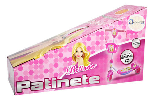 Patinete Com Cestinha Rosa Com Luz E Sons Belinda